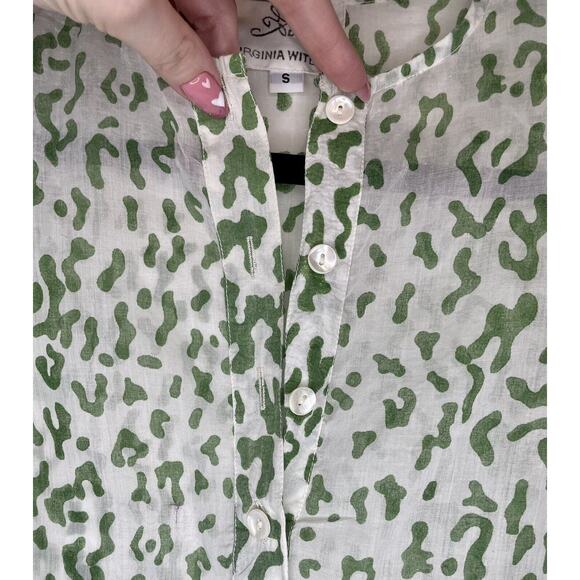 Virginia Witbeck White and Green Printed Tunic/Swimsuit Cover up - Size S - Picture 3 of 6